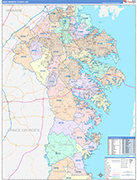 Anne Arundel County Wall Map Color Cast Style